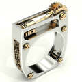 5 PCS Mechanical Two-Tone Ring Gear Novelty Jewelry Ring, Size: 6