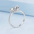 BSR351 Sterling Silver S925 Cat Zircon Platinum Plated Animal Ring(No.7)