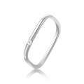925 Sterling Silver Small Square Plain Ring, Size: No. 12 (US No. 6)(White Gold)