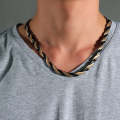CNC-004 Thick Necklace Magnet Men Necklace Jewelry(Black+Gold)