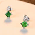 Women Cute Square Cubic Zirconia Crystal Earrings(Green)