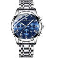 FNGEEN 4006 Men Trendy Waterproof Quartz Watch(White Steel Blue Surface)