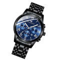 FNGEEN 4006 Men Trendy Waterproof Quartz Watch(Black Steel Blue Surface)