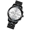 FNGEEN 4006 Men Trendy Waterproof Quartz Watch(Black Steel White Surface)