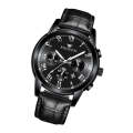 FNGEEN 4006 Men Trendy Waterproof Quartz Watch(Black Leather Black Steel Black Surface)