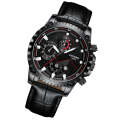 FNGEEN 5757 Men Waterproof Sports Fashion Stainless Steel Watch(Black Leather Black Steel Black S...