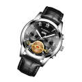 FNGEEN 4001 Men Watch Multi-Function Quartz Watch, Colour: Black leather White Steel Black Surface