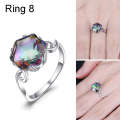 Seven Colored Gemstone Zircon Ring Solid 925 Sterling Silver Jewelry Ring 8