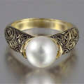 Women Retro Style Inlaid Delicate Synthetic Pearl Ring Jewelry(6)
