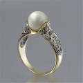 Women Retro Style Inlaid Delicate Synthetic Pearl Ring Jewelry(10)