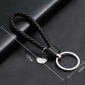 Woven Leather Cord Keychain Car Pendant Leather Key Ring Baotou With Small Round Piece(Golden)