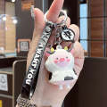 5 PCS MX-80002 Raincoat Piggy Keychain Cute Soft Rubber Doll Car Keyring(Cow)