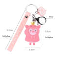 5 PCS MX-80002 Raincoat Piggy Keychain Cute Soft Rubber Doll Car Keyring(Red)