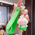 5 PCS MX-80100 Cartoon Cute Rabbit Simple Schoolbag Pendant Car Key Ring(Green)