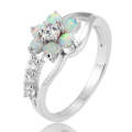 925 Silver Women Opal Flower Ring Jewelry, Ring Size:6(White)