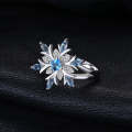 Fashion Snowflake Flower Blue Topaz Ring Jewelry Women, Ring Size:7