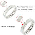 Three s Color Shell  Ring Titanium Steel Gold-Plated Couple Ring, Size: 6 US Size(Silver)