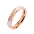 Three s Color Shell  Ring Titanium Steel Gold-Plated Couple Ring, Size: 7 US Size(Rose Gold)