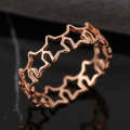 2 PCS Vintage Titanium Steel Five-Pointed Star Hollow Ring, Size: 7 US Size(Rose Gold)