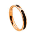 2 PCS Fashion Two -Studded Titanium Steel Couple Rings For Couple, Size: US Size 7(Rose Gold)