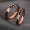 2 PCS Fashion Two -Studded Titanium Steel Couple Rings For Couple, Size: US Size 7(Rose Gold)