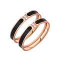 2 PCS Fashion Two -Studded Titanium Steel Couple Rings For Couple, Size: US Size 8(Rose Gold)