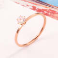 3 PCS Very Fine Six-Claw Single  Ring -Set Titanium Steel Women Ring, Size: US Size 5(Rose Gold)