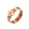 2 PCS 3 In 1 Titanium Steel Peach Heart Combination Four-Leaf Clover Couple Ring, Size: US Size 5...