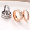 2 PCS Girls Simple Titanium Steel  Ring, Size: US Size 3(Single Row Silver)