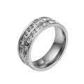 2 PCS Girls Simple Titanium Steel  Ring, Size: US Size 6(Double Row Silver)