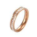 2 PCS Girls Simple Titanium Steel  Ring, Size: US Size 10(Single Row Rose Gold)