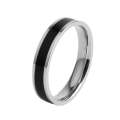 4 PCS Simple Black White Epoxy Couple Ring Women Titanium Steel Ring Jewelry, Size: US Size 10(Bl...