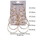 6 Pairs/Set Women Steampunk Fashion Circle Hoop Earrings(Silver)