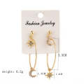4 Pairs Ladies Crystal Earrings Stars The Moon Ear Ring Suit(Gold)