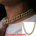 2 PCS TZ100 Hip Hop Cuban Necklace Clothes Accessories For Men, Colour: Golden 8 Inches
