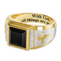 5 PCS 18K Gold Cross Ring Thorns Crown  Ring For Men, Size: 7