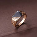 Male Fashion Classic Rhinestone Enamel Rings, Ring Size:8(Gold)