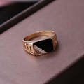 Male Fashion Classic Rhinestone Enamel Rings, Ring Size:8(Gold)
