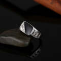 Male Fashion Classic Rhinestone Enamel Rings, Ring Size:9(Platinum)