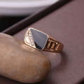 Male Fashion Classic Rhinestone Enamel Rings, Ring Size:10(Gold)