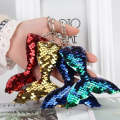 10 PCS Reflective Mermaid Keychain Sequins Mermaid Tail Accessories Car Luggage Pendant(Gold)