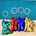 10 PCS PET Sequins Reflective Cat Keychain Bag Car Pendant, Colour: Sky Blue