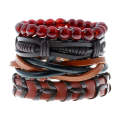 2 Sets TZ037 4 In 1 Retro DIY Woven Leather Bracelet