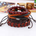 2 Sets TZ037 4 In 1 Retro DIY Woven Leather Bracelet