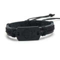 5 PCS B01916 Men Leather Wolf Head Woven Bracelet(Black)