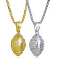 2 PCS Three-Dimensional Sports Ball Pendant Necklace,Style: Men Rugby 18K Gold