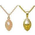 2 PCS Three-Dimensional Sports Ball Pendant Necklace,Style: Women Rugby 18K Gold