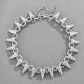 NL110 Spiked Thorns Studded With s Hip-Hop Cuban Necklace, Size: 20cm (Silver)