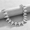 NL110 Spiked Thorns Studded With s Hip-Hop Cuban Necklace, Size: 20cm (Silver)