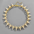 NL110 Spiked Thorns Studded With s Hip-Hop Cuban Necklace, Size: 45cm (Gold)